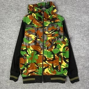 Saga‎ Outerwear Jacket Mens Small Green Camo Tiger Stripes Hooded full zip